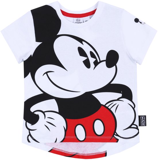 Wit jongens t-shirt met langere achterkant Mickey Mouse DISNEY 6-7 jaar 122 cm