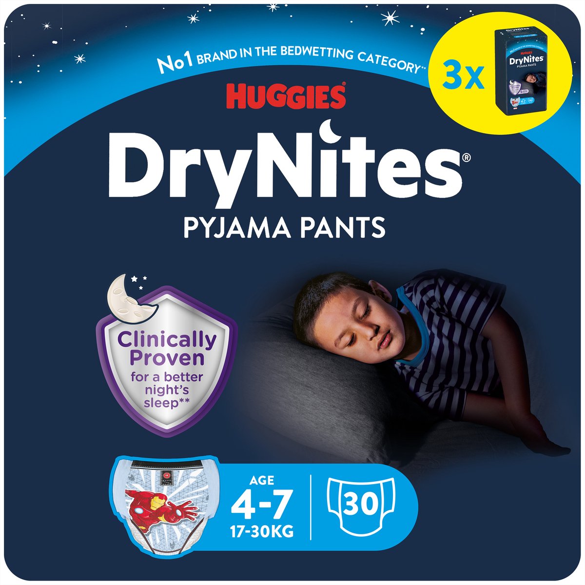 Goedkoopste Huggies DryNites luierbroekjes - jongens - 4 tot 7 jaar (17 - 30 kg) - 30 stuks - voordeelverpakking