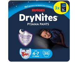 Huggies DryNites luierbroekjes - jongens - 4 tot 7 jaar (17 - 30 kg) - 30 stuks - voordeelverpakking