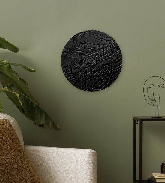 WallCircle® Cercle mural 30x30 cm - Cercle mural Zwart - Abstrait - Bois - Décoration murale salon - Décoration murale chambre - Accessoires de décoration de chambre - Tableaux ronds