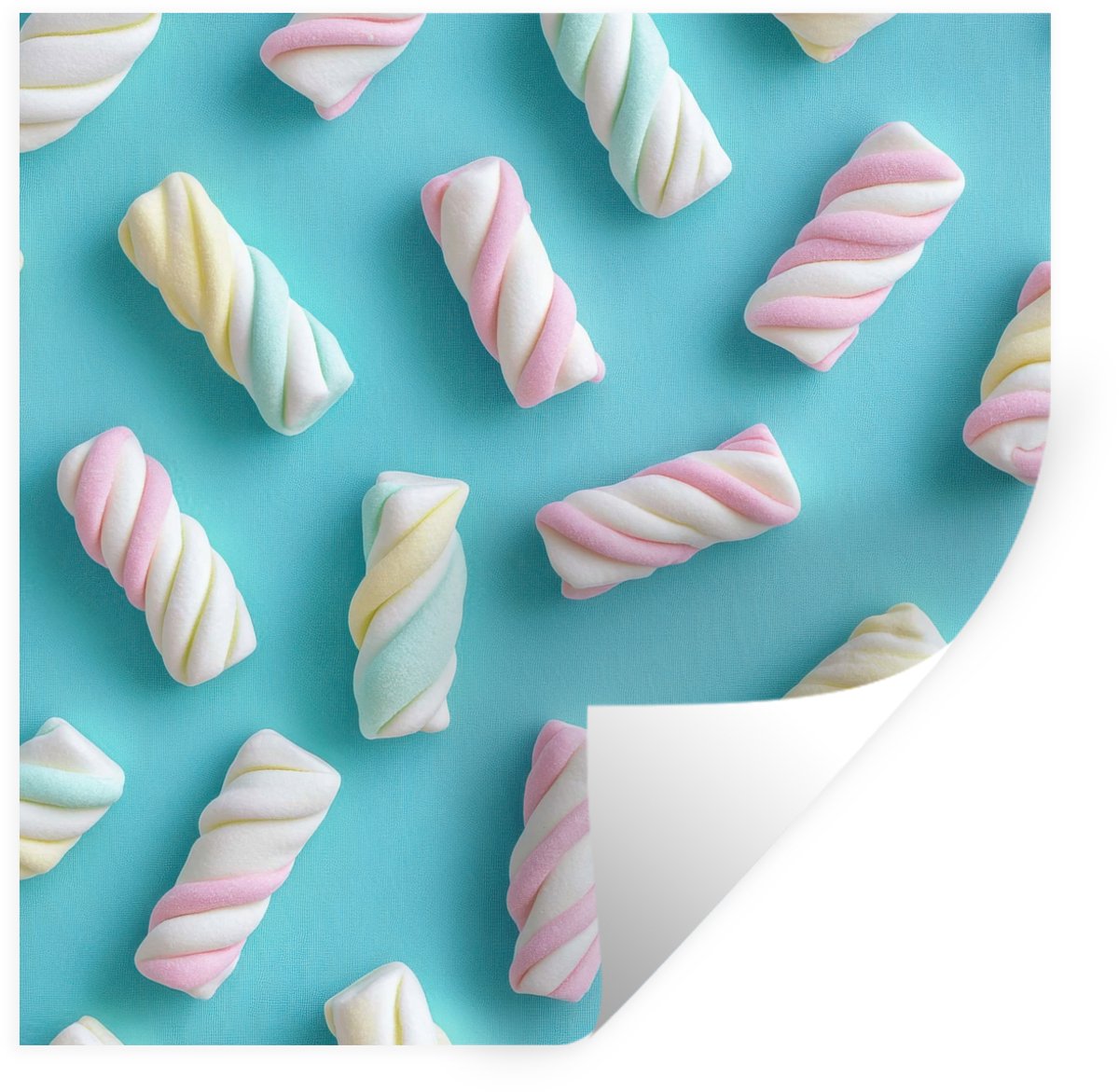 Muurstickers - Sticker Folie - Spekjes - Pastel - Snoep - Blauw - 120x120 cm - Plakfolie -