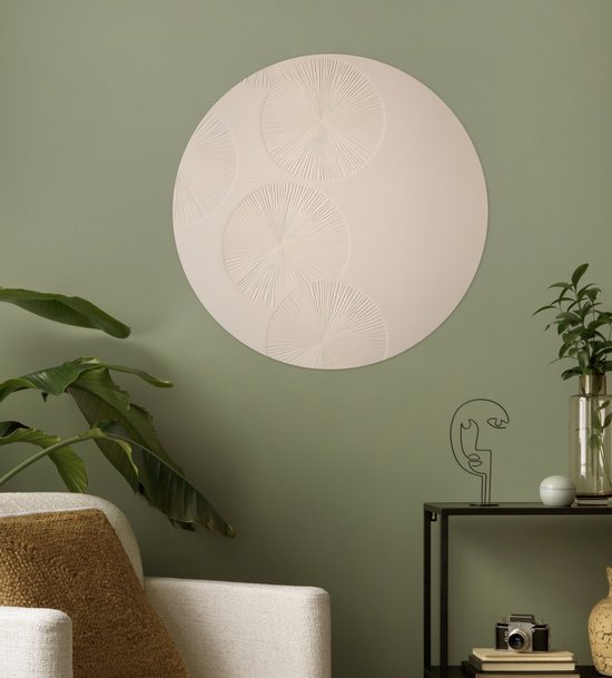 WallCircle® - Cercle de papier peint 50x50 cm - Stickers muraux Japandi - Beige - Moderne - Cercle mural salon - Cercle mural chambre - Décoration de chambre autocollante - Accessoires de Décoration murale