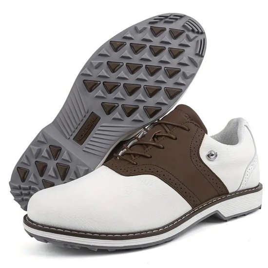 Nivard Golfschoenen Heren - Sneakers - Golfkleding - Golfschoenen Antislip - Waterdicht - Golfen - Bruin & Wit 43 van Merkloos — afbeelding 3