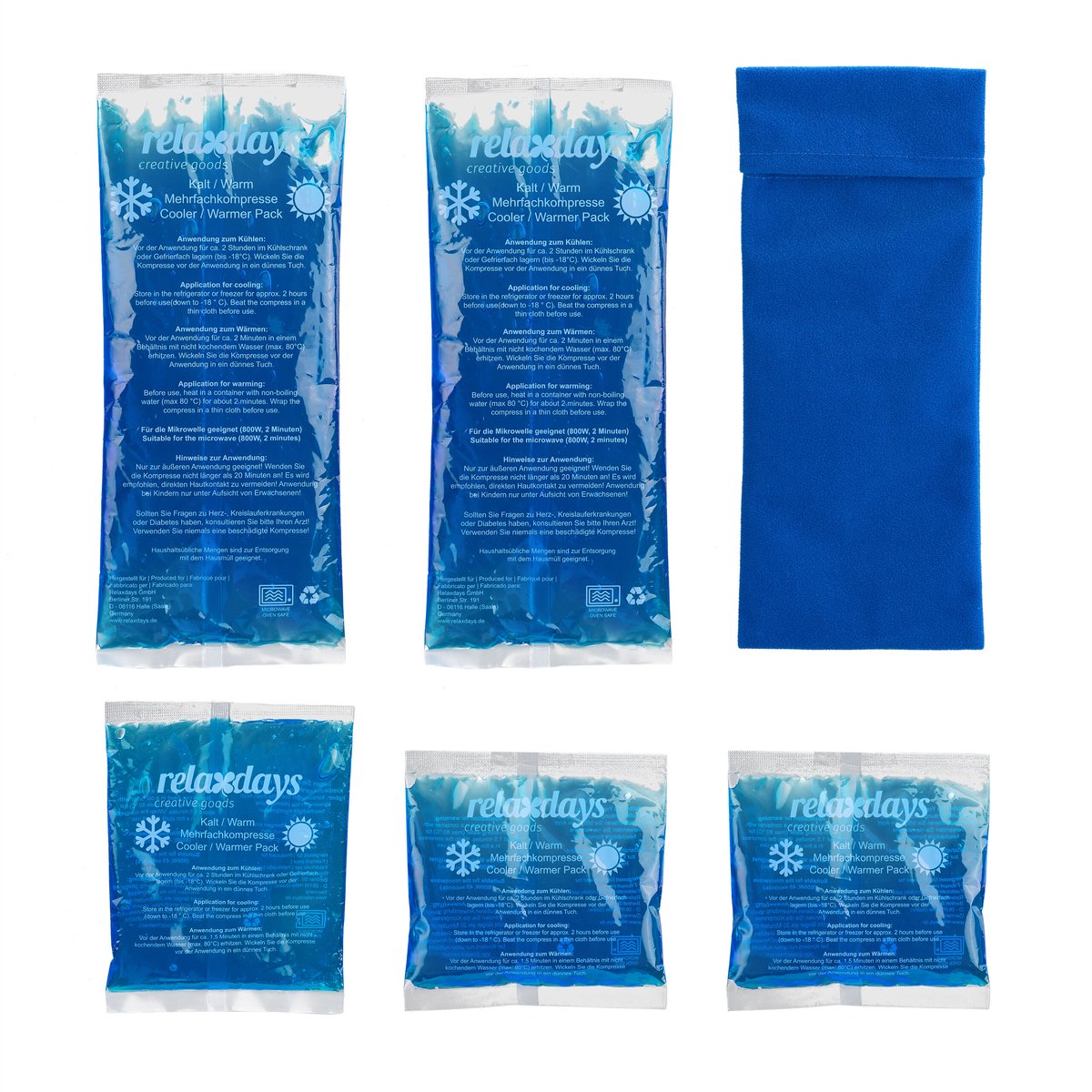 coldpack - set van 5 - met hoes - herbruikbaar - magnetronbestendig - gelpacks
