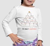 Vêtements de Noël / T-shirt de Noël | Cadeau de Noël | Noël miaou | Filles | Blanc | Enfant 10 - 11 ans | Taille 146