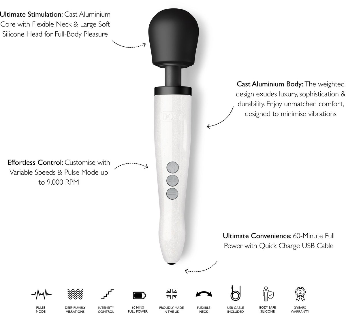 Goedkoopste Doxy - Die Cast R Oplaadbare Wand Massager Stardust - Wit