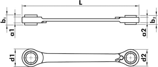 Wurth - Clé polygonale à cliquet double 4 en 1 - Clé polygonale à cliquet double métrique 4 en 1 Avec entraînement POWERDRIV® Largeur de clé 16 x