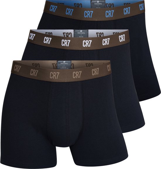 CR7 Heren Boxershorts Effen Zwart/Bruin 3-Pack - Maat L