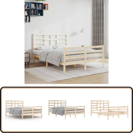 Wit bedframe van massief hout, hotelbed, multifunctioneel