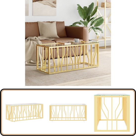 COSTWAY Salontafel, goudkleurig, bijzettafel, marmerlook, koffietafel COSTWAY Salontafel, goudkleurig, bijzettafel, marmerlook, koffietafel