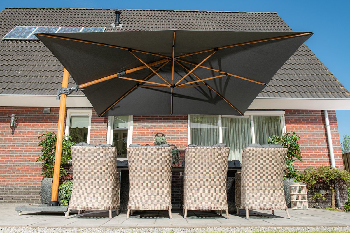 Garden Impressions Hawaii Big Pole II zweefparasol 350x350 teak/royal anthracite – foto 5