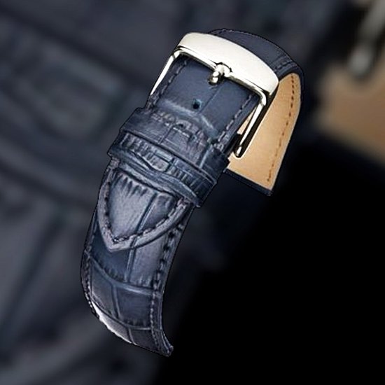 Bracelet de montre Croco Rempli Blauw 22 mm