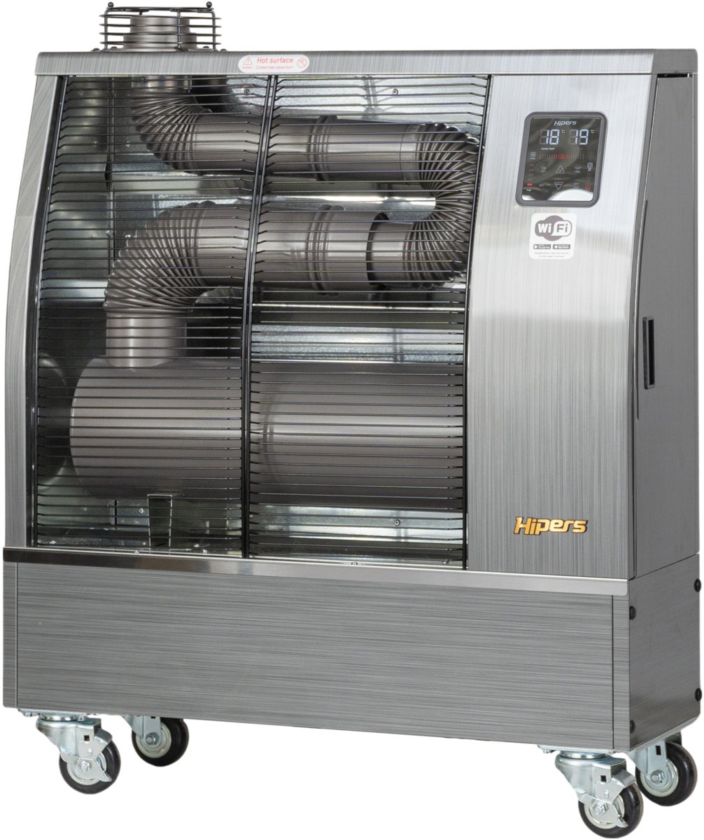 Infrarood dieselstraler Pro 10,4 kW RVS motief 120-600 m³ Wifi Hipers WDP35IS