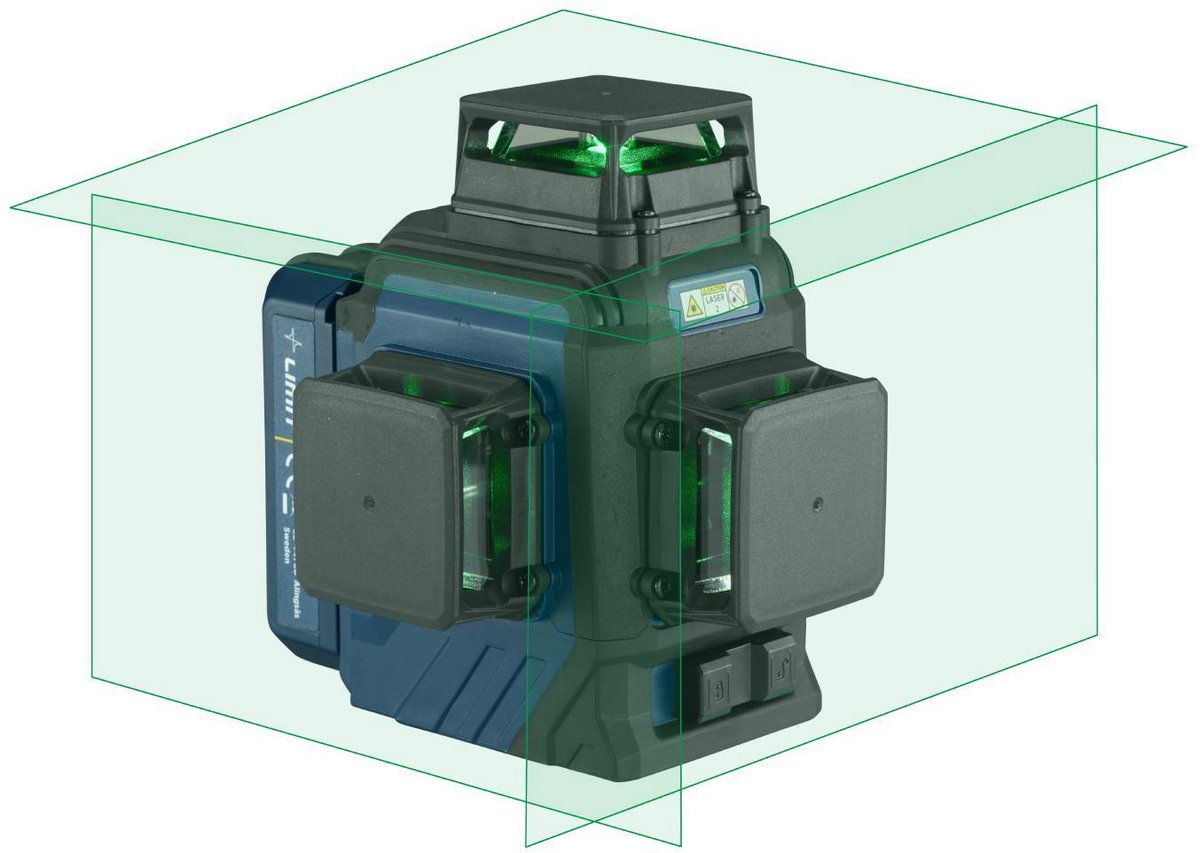 Multi kruislijnlaser met groen laserlicht 1 horizontale 360° en twee verticale 360° lijnen Limit LIMIT 1180-G