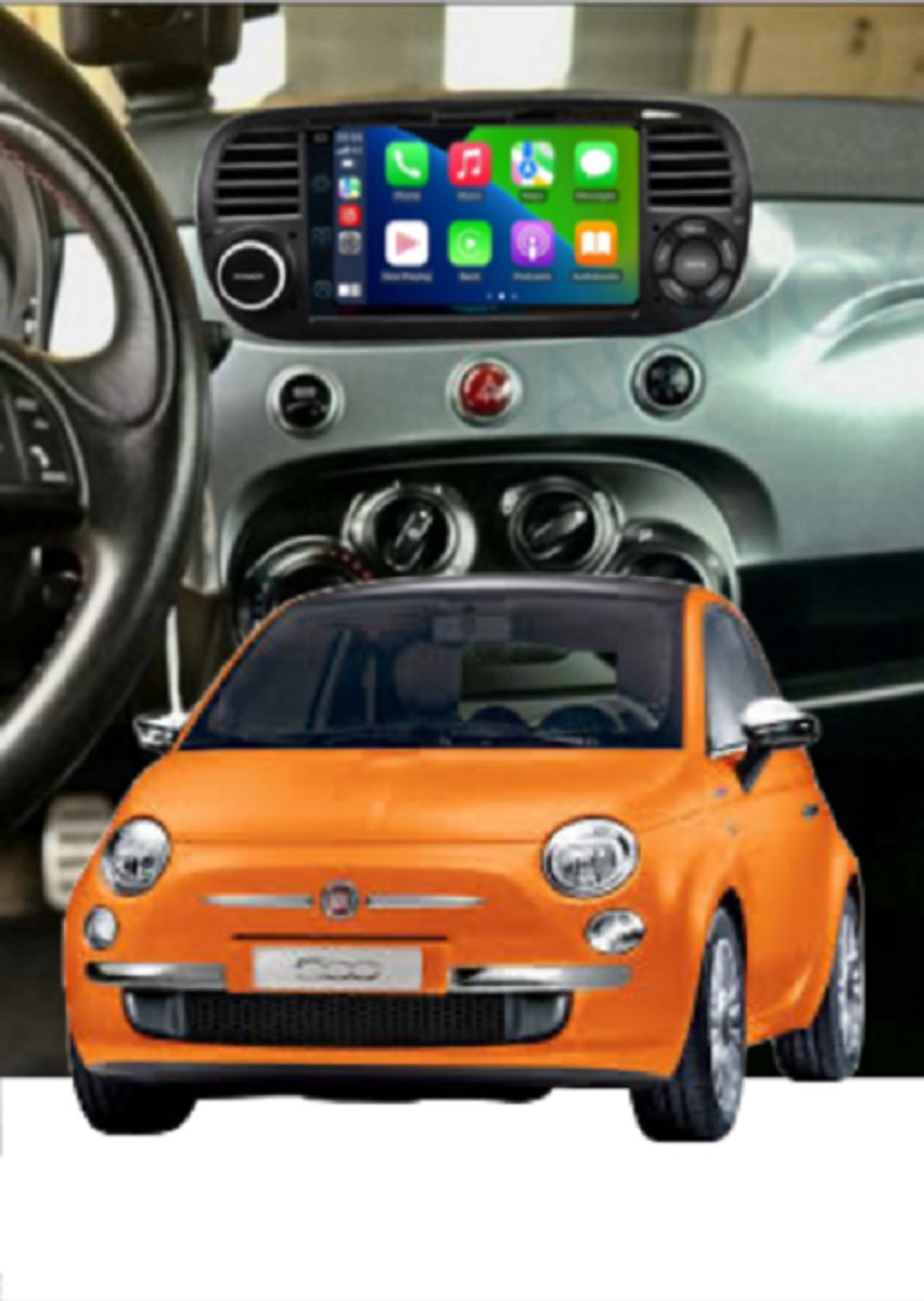 ADIVOX 7 inch geschikt voor Fiat 500 Android 14 2GB+32GB CarPlay/Auto/Wifi/GPS/RDS/DSP/NAV/DAB+