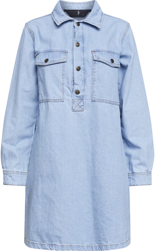 SISTERS POINT Ovea-dr1 Dames Jurk - L.Blue wash - Maat S
