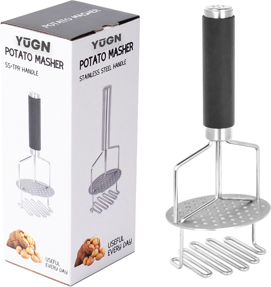 Keuken Heavy-Duty Manual Masher Tool - Roestvrij Staal Driehoekige Aardappel Ricer - Sterk en behendig! door DURSHANI