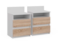 Vicco Monty Nachtkastje – Set van 2 Wit/Sonoma