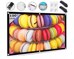 Vizual Projectiescherm - Zenwire - Projectiedoek - 100 inch, 218x122 cm - 16:9 - Beamer scherm - Opvouwbaar projectiedoek - Uitrekbaar - Projectiescherm beamer