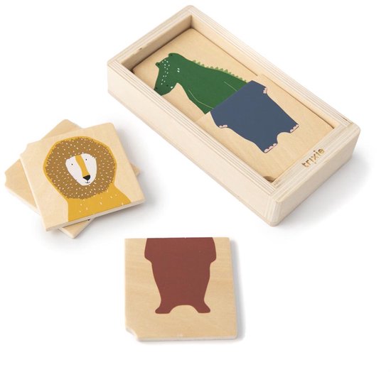 Trixie Puzzle combiné en bois avec animaux - Premier jouet bébé - À partir de 1 an - Éducatif - Pour garçons et filles