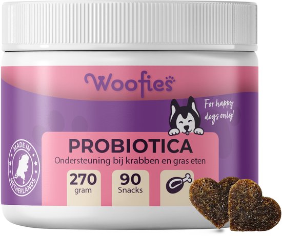 Anti Jeuk & Poten likken - Anti-Anaalklieren - Ondersteunt Darmflora & Spijsvertering - Probiotica & prebiotica voor honden als snoepje - 90 Chews - kip smaak - Woofies