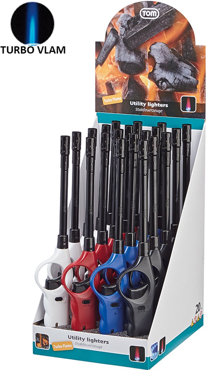 Turbo gasaanstekers 20 stuks - lange BBQ gasbrander - tegen wind - Torch Lighter - TOM