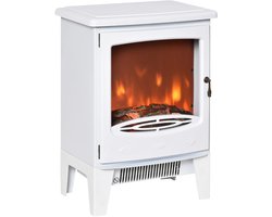 Elektrische Inbouwhaard - Fireplace - Elektrische Kachel - Efficiënte Verwarming - Fireplace Heater - 900/1800W Gesimuleerde Vlam en Thermostaat 39x26x54,8 cm - Wit