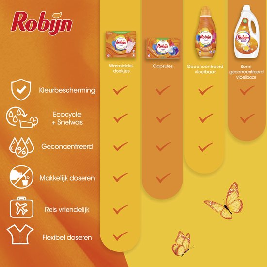 Robijn - Wasmiddel - 3-in-1 Wascapsules - Color - 4 x 15 stuks - 60 Wasbeurten - Voordeelverpakking
