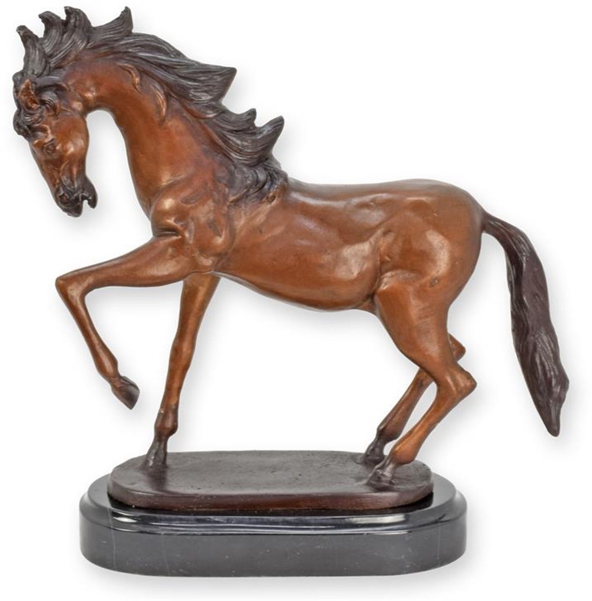 Baakman Bronzen beeld - Paard - marmeren basis - 37 cm hoog bruin