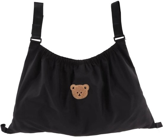 Foto: Ultiluxe kinderwagentas met teddybeertje zwart bruin schoudertas met zachte teddybeer waterdichte tas voor baby accessoires grote hangende buggy organizer kinderwagen tas met beer opbergtas boxzak