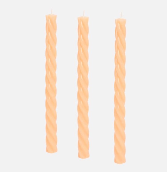 Glossy Twist Kaarsen - Dinerkaarsen - 3 Stuks - Beige