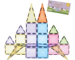 foto van Gladi Tiles Pastel 30 Stuks - Magnetisch Speelgoed - Constructie speelgoed - STEM Speelgoed voor Kinderen - Bouwset vanaf 3 jaar