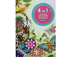 4 in 1 Activiteitenboek A4 voor volwassenen Anti-stress - kleuren op nummer - punt naar punt - zoek de verschillen - Kleurplaten - Activiteitenboek Volwassenen