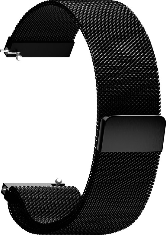 Bracelet Maoo Milanese pour montre connectée - Compatible avec Titan et ProWatch - Zwart - 22 mm