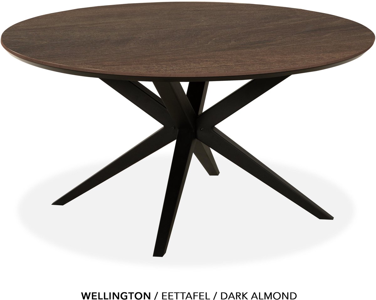 Maxfurn Eettafel rond met verjongde rand | Zeer krasvast | Kleur: Dark almond | diameter 130cm