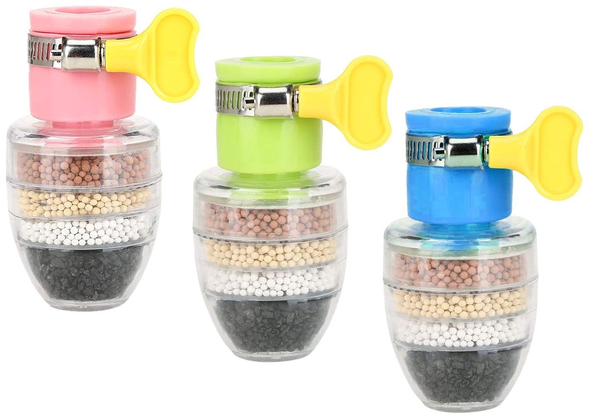 3 Stuks Actieve Kool Waterfilter Kraan - 6-laags Filtratie voor Keuken en Badkamer