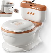 Twinky® Plaspotje – 3-in-1 Toilettrainer met Muziek & Flush knop – voor Kind, Peuter & Baby – Potje met deksel en WC Rolhouder – Toilet Potje peuter – WC Verkleiner – Opstapje