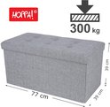 Grijze, linnen opbergkist met knoopdeksel van Hoppa!, met afmetingen 77 x 39 x 39 cm en max. 300 kg.