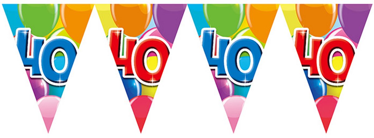 2x Vlaggenlijn 40 jaar 10 meter dubbelzijdig bedrukt - Verjaardag Feestje Vlag Vlaggen Versiering Slinger Feestdecoratie Decoratie