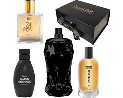 GreatGift® - Luxe Geur Geschenkset voor Hem - 4 Luxe Parfums - 24k Gold parfum - Living Legend Parfum - Il Capitano parfum - Black Grenade parfum- Vaderdag - Voor Mannen - Cadeau voor hem - Cadeau - In Luxe Giftbox