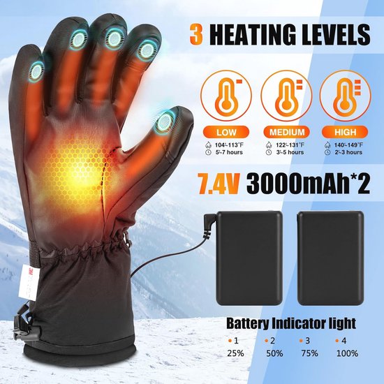 Cikonielf Gants chauffants de moto 1 Paire Gants Chauffants Électriques