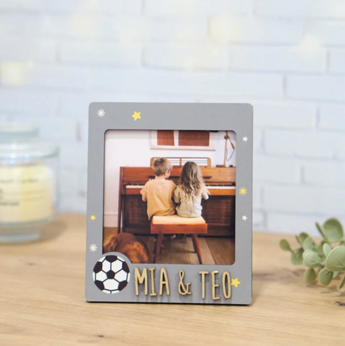 Vintiun - Gepersonaliseerde foto frame - Voetbal thema - Hout - 10x10