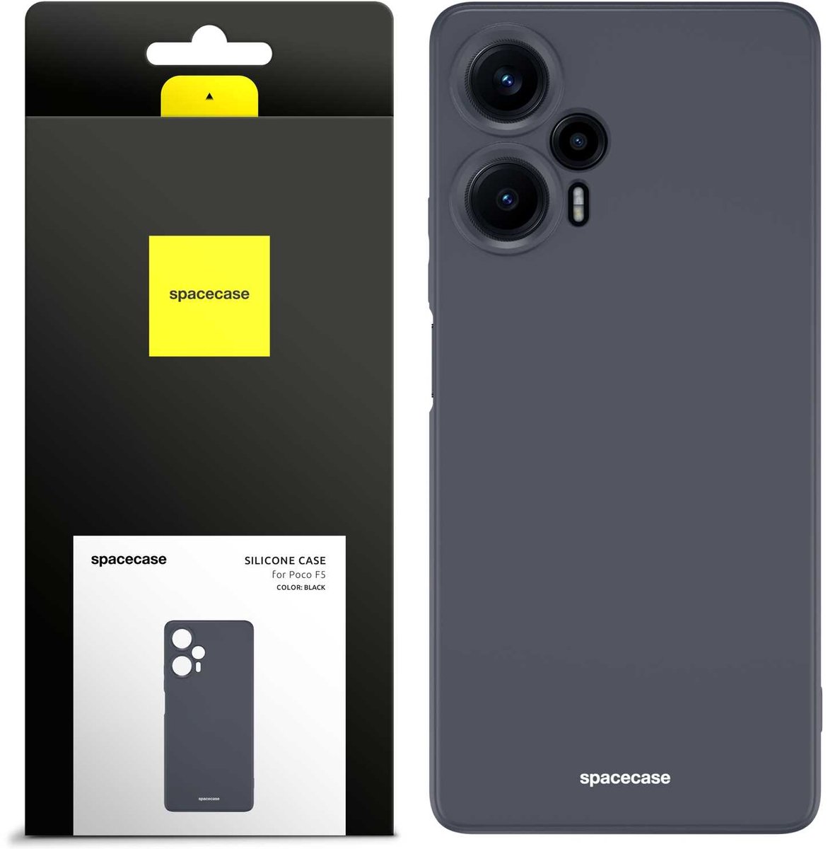 Spacecase Siliconen Case Poco F5 Zwarte Cover