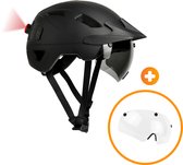 R2B Fietshelm - Speed Pedelec Helm + Extra Transparant Vizier - Maat XL - 61-64 cm - LED Verlichting - Snorfiets Helm - Fietshelm Volwassenen Elektrische Fiets - Fatbike Helm