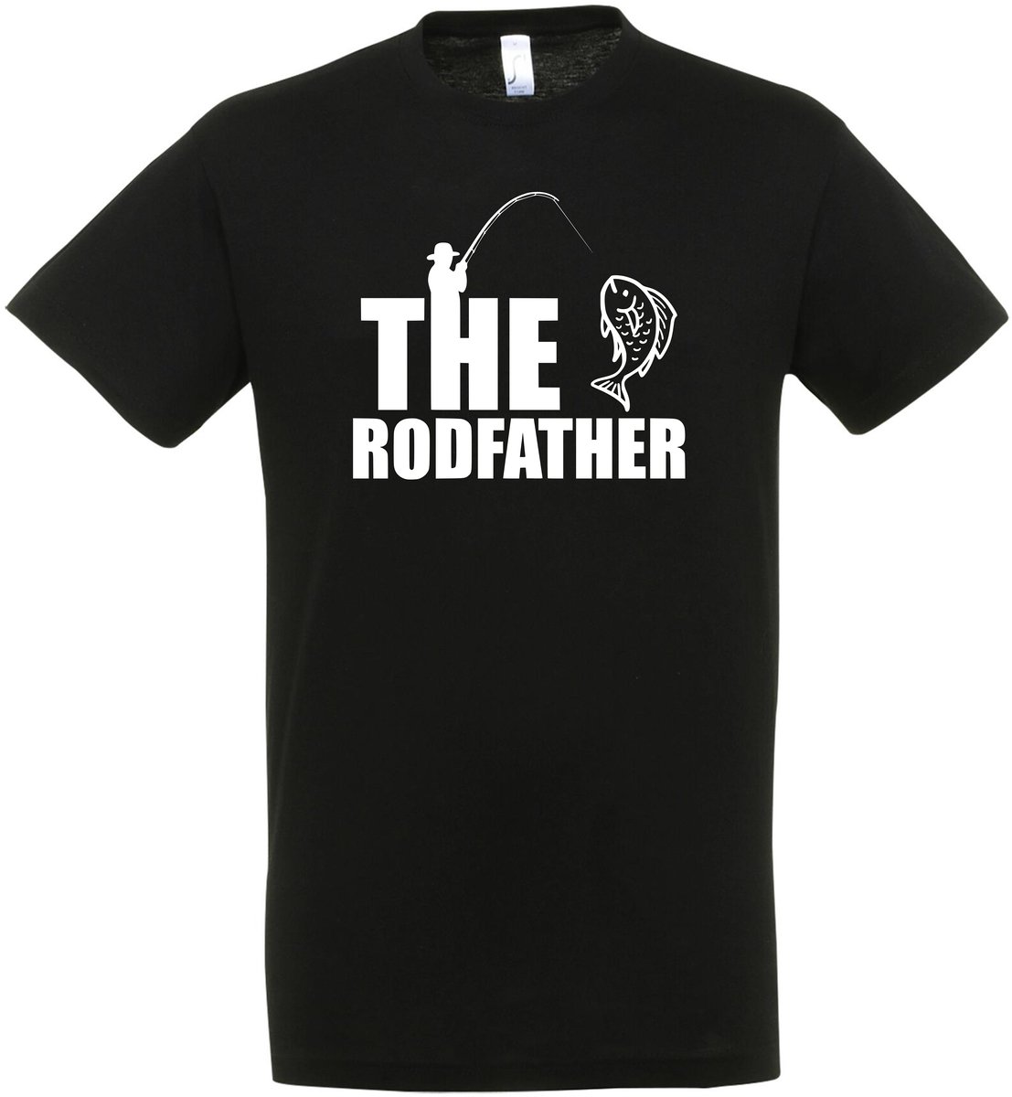 The Rod Father T-shirt - Vis Hobby Cadeau T-shirt - Vissen - Vis T-shirt - Grappig Cadeau - Dames - Heren - Unisex - Tshirt Hengelsport - visspullen - Zwart - Fishing - Hobby - Maat L