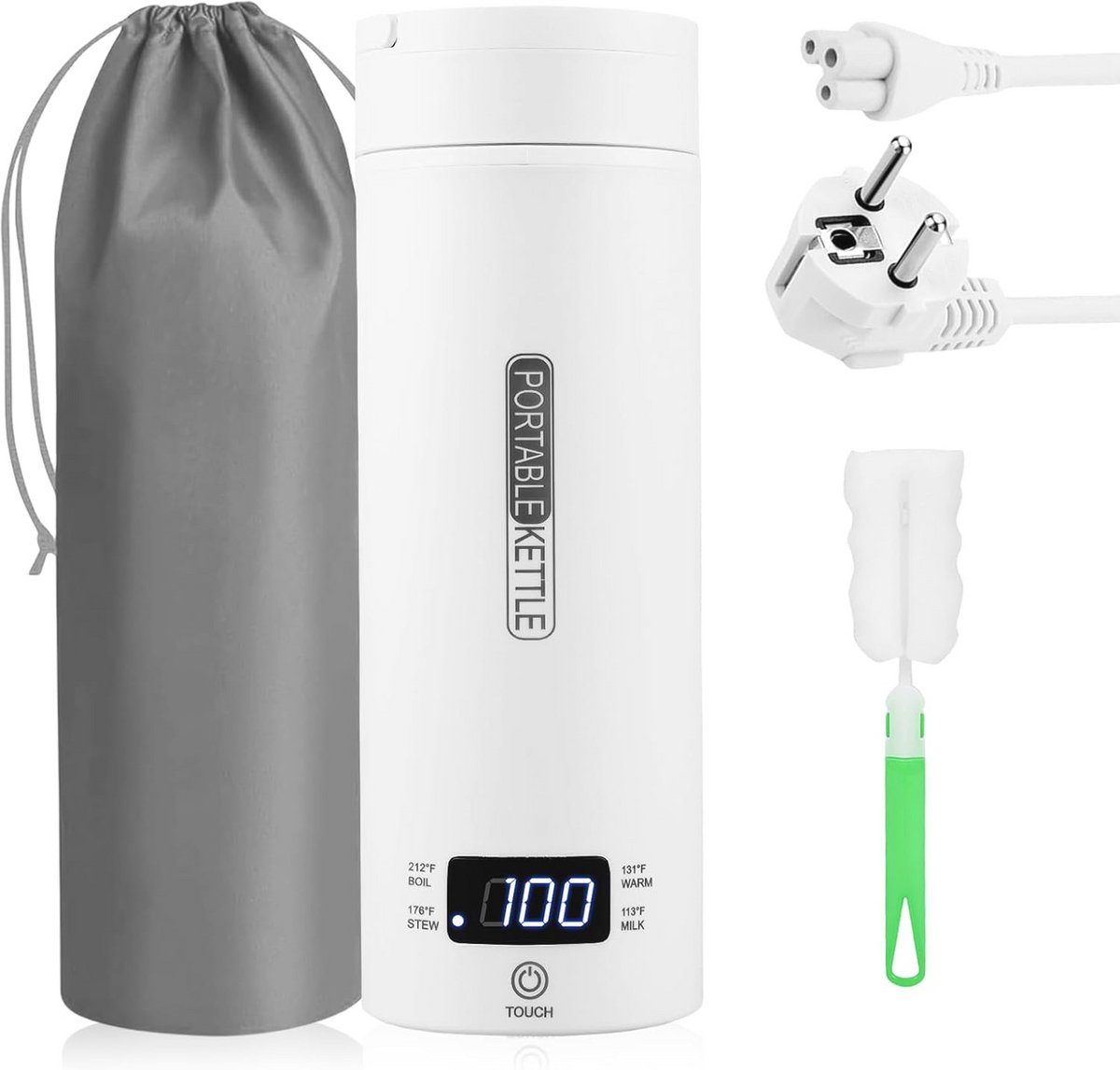 Draagbare Elektrische Reiswaterkoker 500 ml met LCD-Display en 4 Temperatuurinstellingen