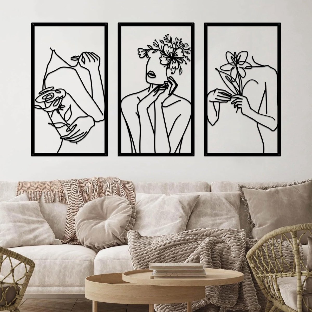 My Ninki ® Unieke Set van 3 Metalen Wanddecoraties met Minimalistisch Design voor Moderne Interieurs