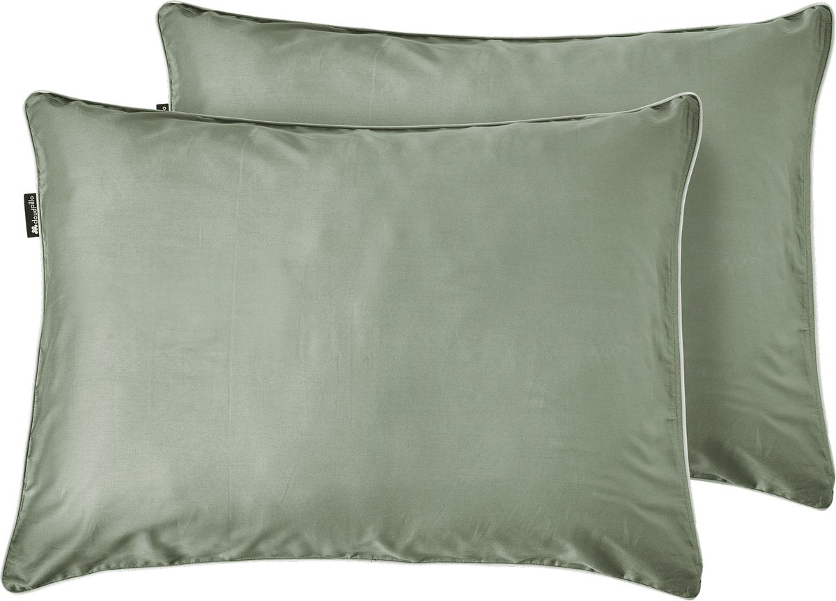 Cloudpillo Duopack Kussenslopen - Set van 2 (55x75 cm) - Luxe Katoen Satijn (300TC) - Sage Green - Zijdezacht, Hypoallergeen & Ademend