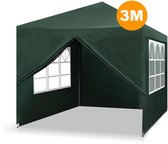 Bol.com Happyment Partytent met zijwanden - Groen - Opvouwbaar - Easy up - Paviljoen - Waterdicht weerbestendig - 3x3 m aanbieding