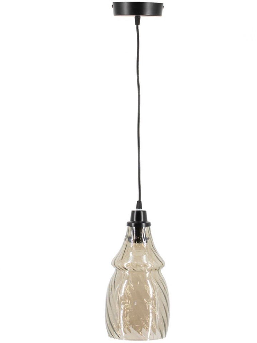 Hanglamp - Hanglamp Eetkamer - Hanglampen Woonkamer - Hanglamp Slaapkamer - Vintage - Glas - Zwart